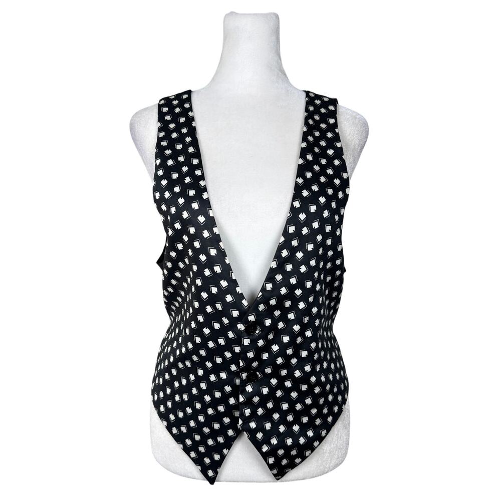 Vintage Y2K Isabelle’s Studio City Black & White Geometric Print V-Neck Vest